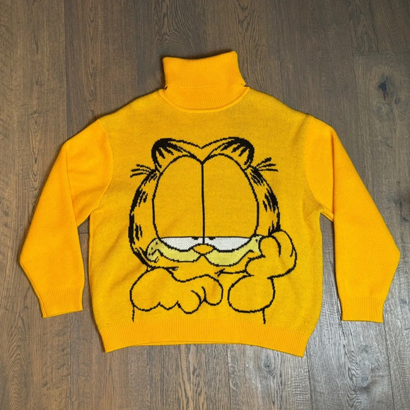 Garfield x fun Turtleneck Sweater Size M Streetwear Graphic Novelty Heavyweight - Picture 3 of 13